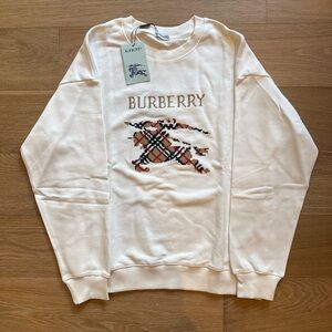 Burberry Cream Crewneck Sweater with Iconic Design